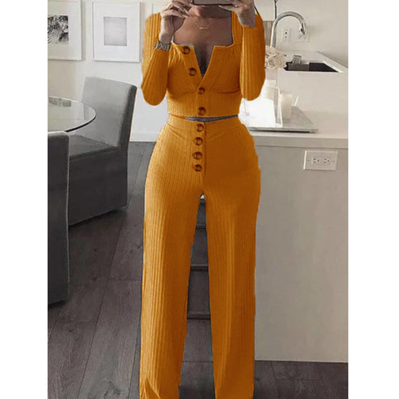 Ladies Comfortable and Elegant Knit Set 2 Pieces with Chic Button Details and Style