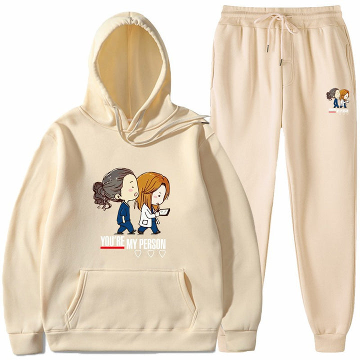 Women's Hoodie and Jogging Pants Set with Original Cartoon Design Chic & Stil