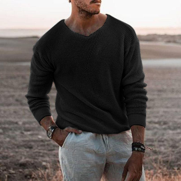 Men's sweater with V-neck and textured design Chic and Style