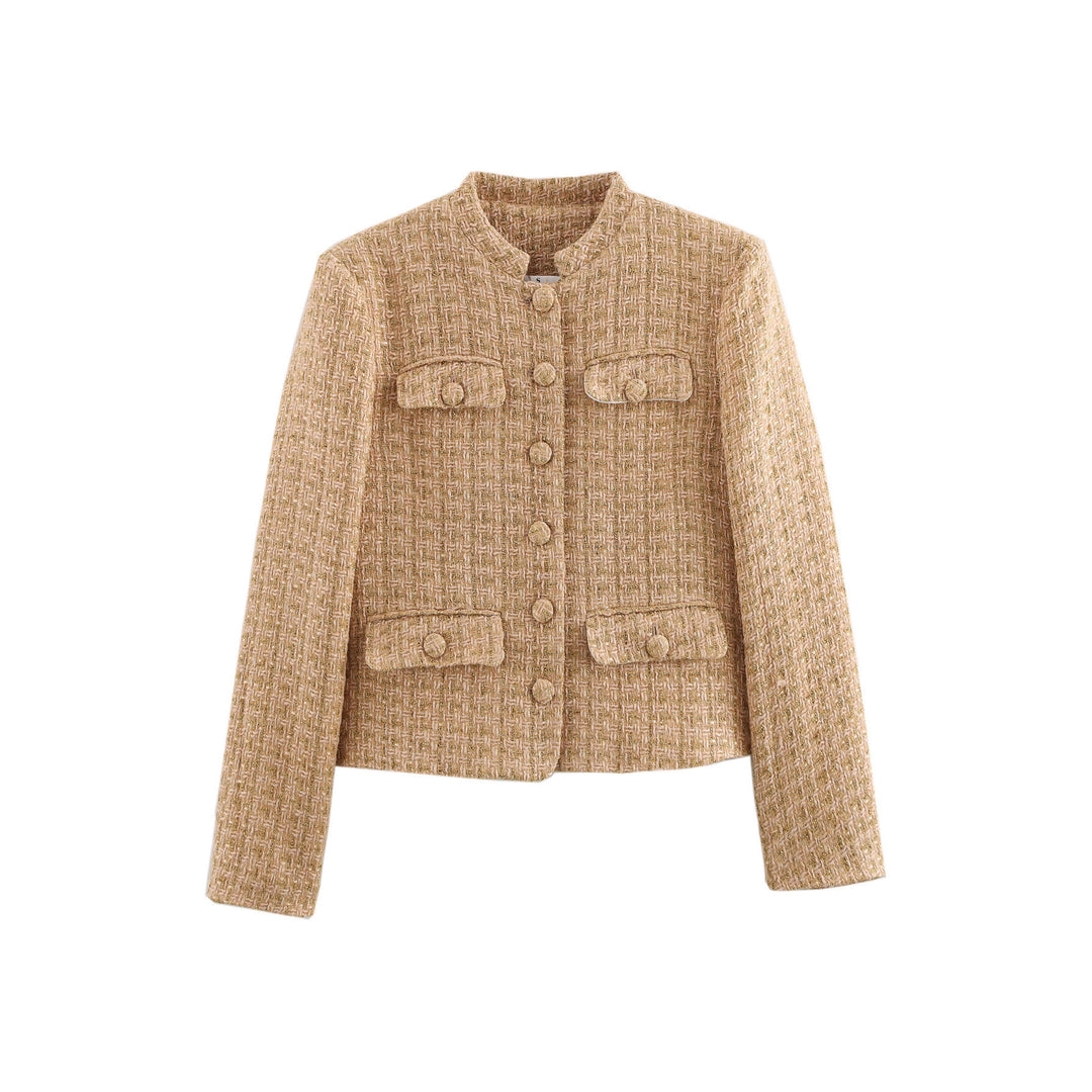 Elegant women's tweed jacket with structured design and practical pockets Lune London
