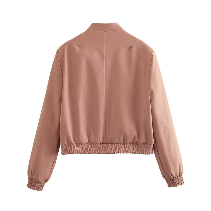 Trendy cropped women's utility jacket with large flap pockets and elastic hem Lune London