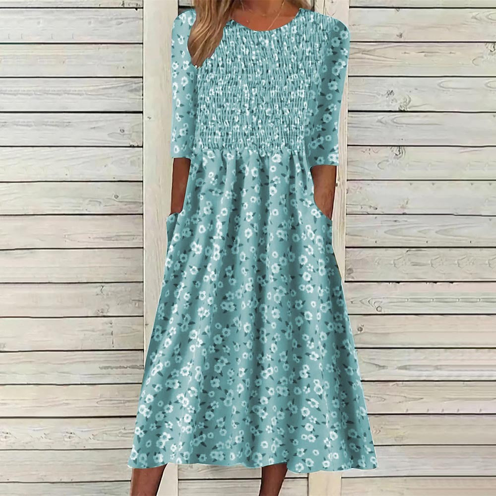Chic and Stylish Floral Smocked Midi Dress for Women