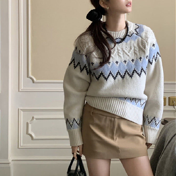 Pull en tricot stylé pour femmes avec motif graphique Chic & Stil