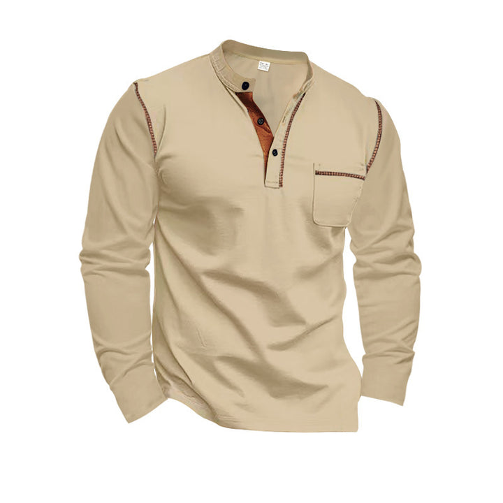 Stylish long sleeve shirt for men with high collar and chest pocket Lune London