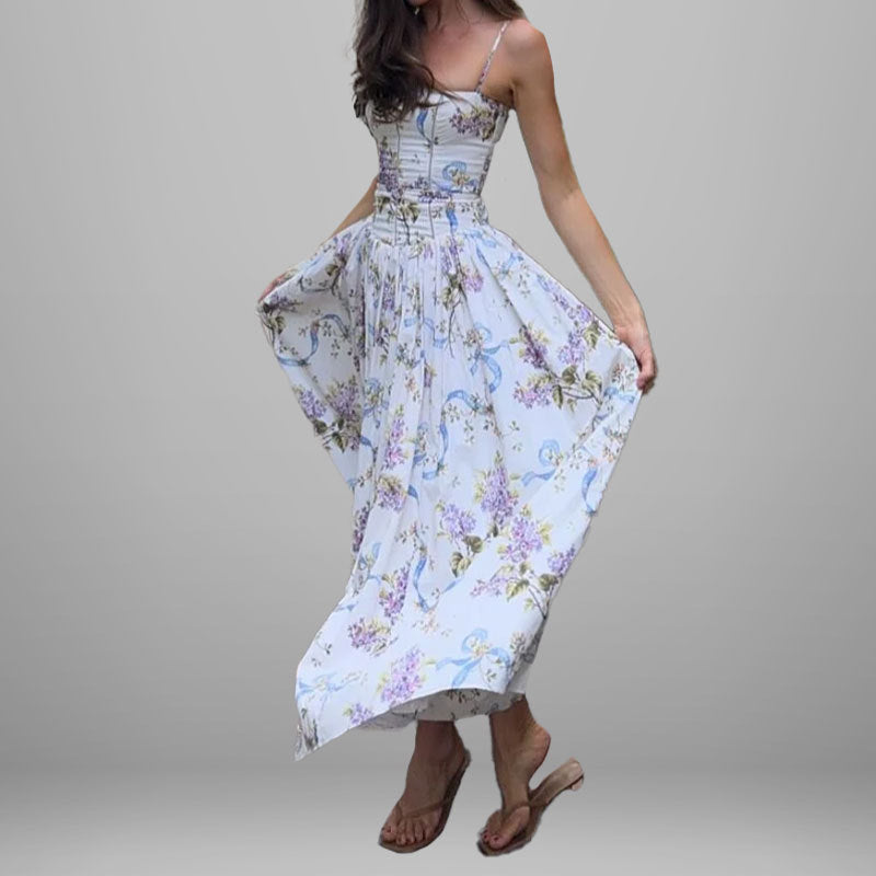 Robe maxi femme avec motifs floraux et haut froncé Chic & Stil