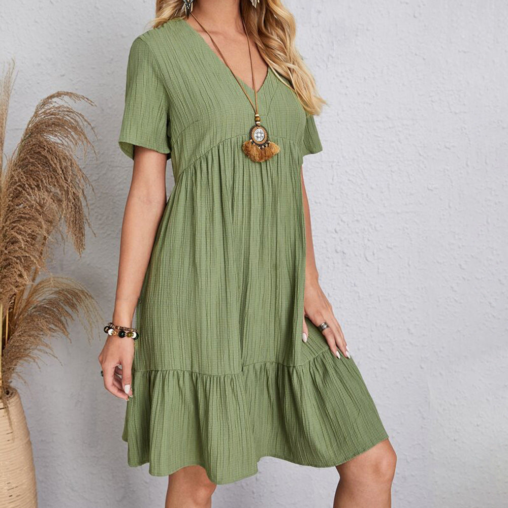 Lune London V neck flared midi dress for ladies
