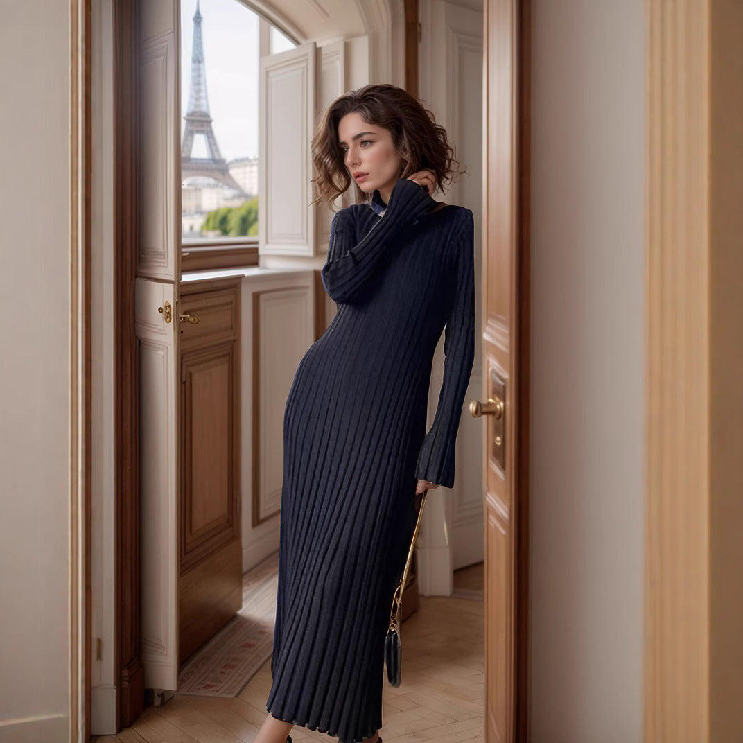 Long sleeve maxi dress for women with ribbed structure Lune London