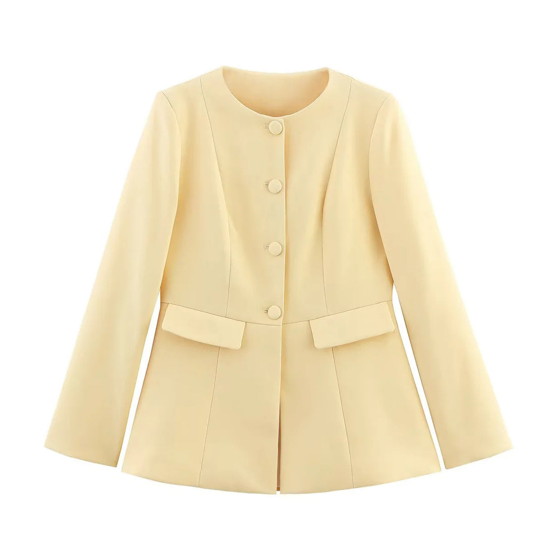 Ladies Elegant Blazer Jacket with Fine Button Details and Practical Pockets Lune London