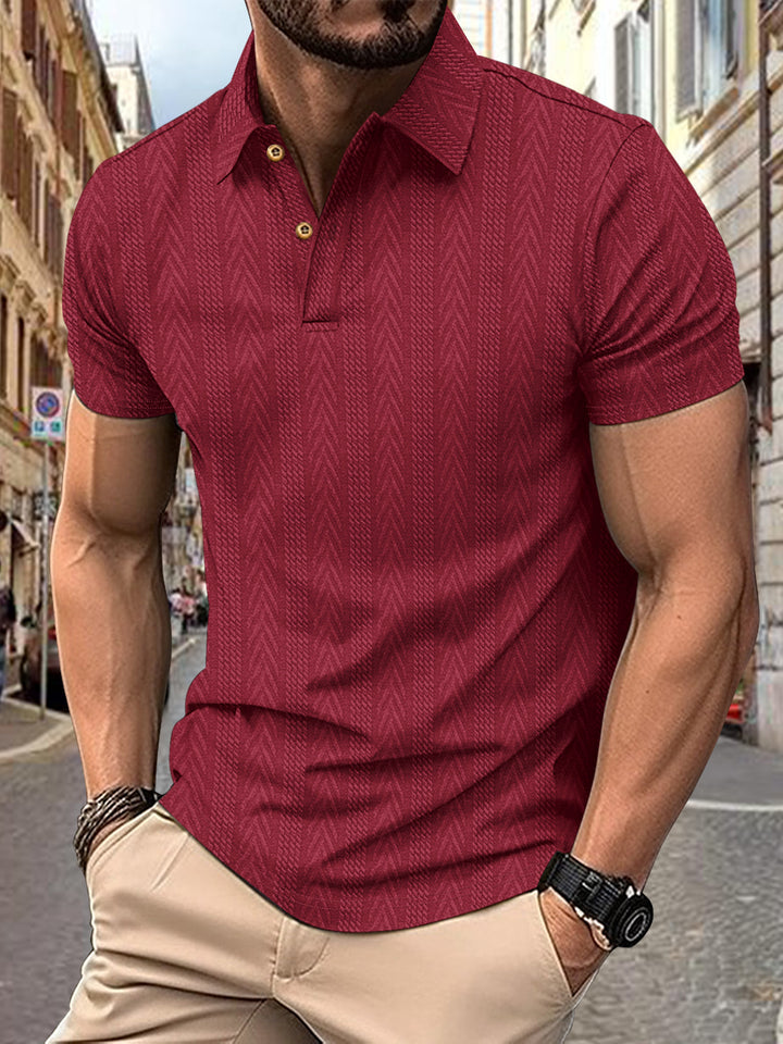 Trendy short-sleeved polo shirt for men with textured design Lune London