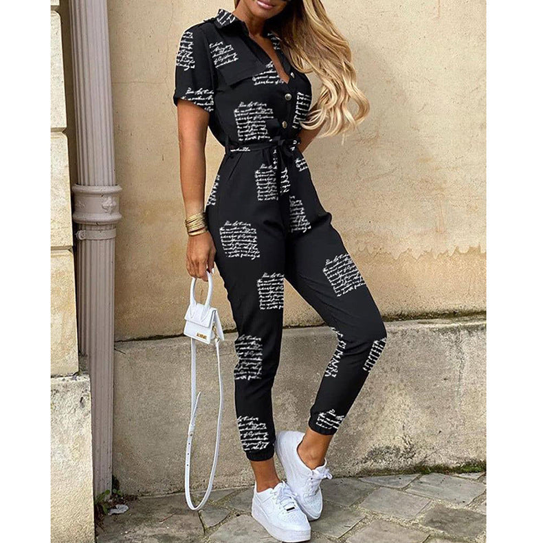 Casual jumpsuit for women with fitted cut and full button placket Lune London