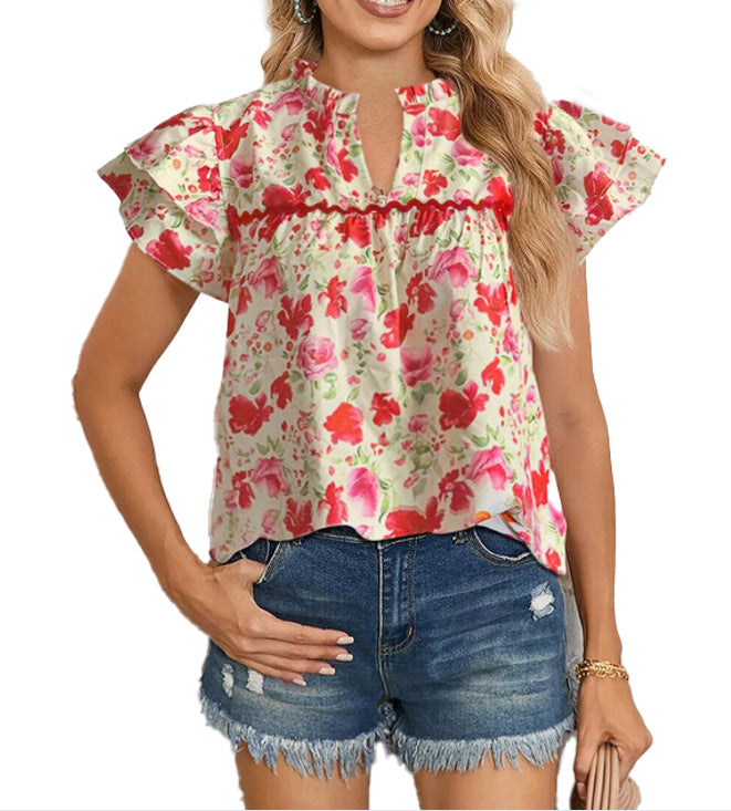 Lightweight viscose blouse for women with ruffle details and relaxed fit Lune London