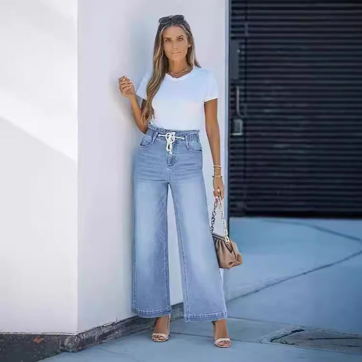 Women's High-Waisted Jeans with Wide Leg Lune London