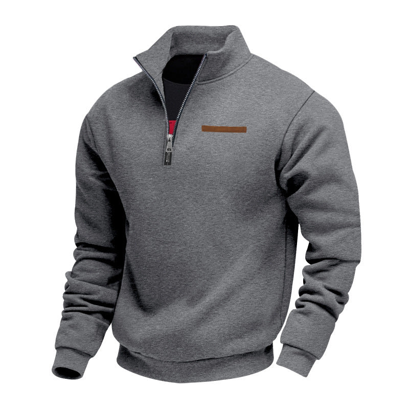 Sporty fleece pullover for men with half-zip Lune London