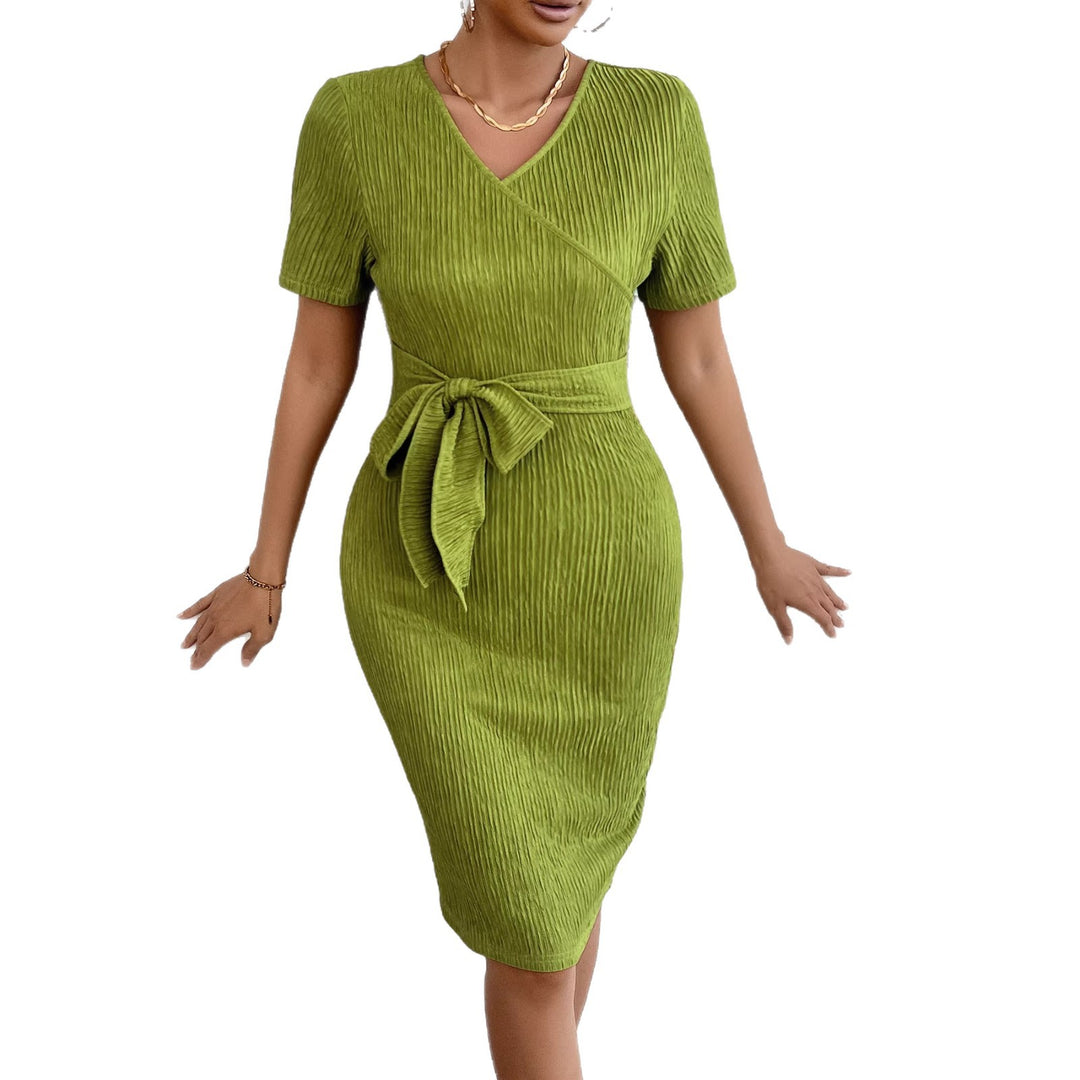 Women’s wrap dresses in ribbed fabric with waist belt Chic & Stil