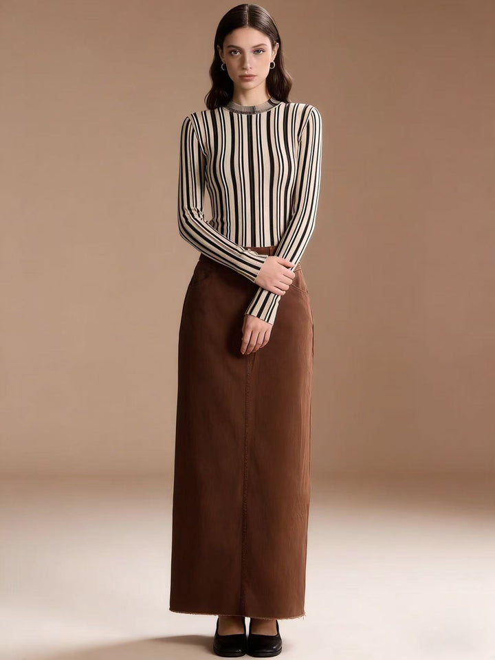 Ladies maxi skirt in modern cut with fringed details Lune London