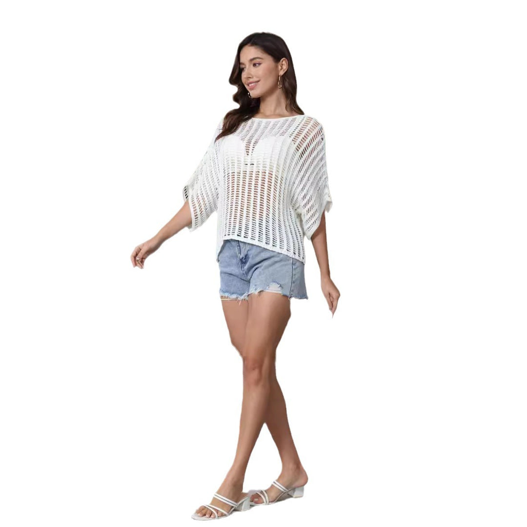 Women's lightweight knit top with a loose fit and asymmetrical hem Lune London