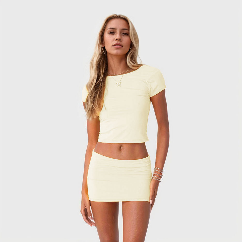Chic & Stylish Women's Crop Top and Mini Skirt Set