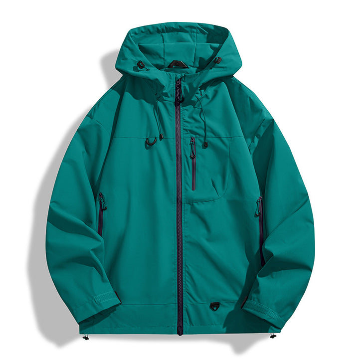 Waterproof outdoor jacket for men with hood and breathable inserts Lune London