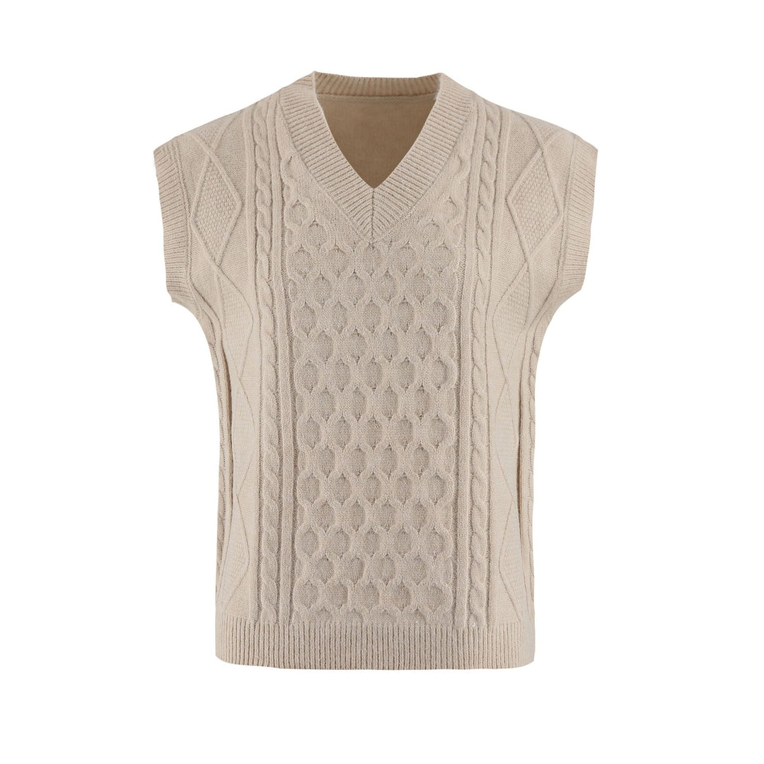 Knitted women’s vest with V-neck and cable pattern Lune London