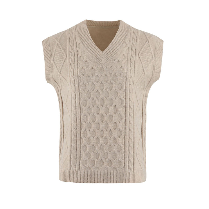 Knitted women’s vest with V-neck and cable pattern Lune London