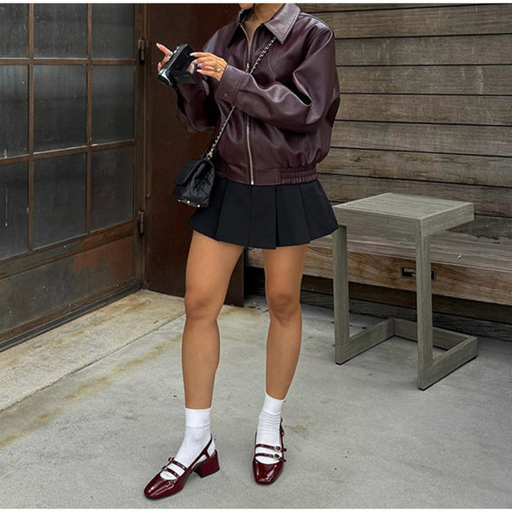 Lune London Women's Faux Leather Bomber Jacket