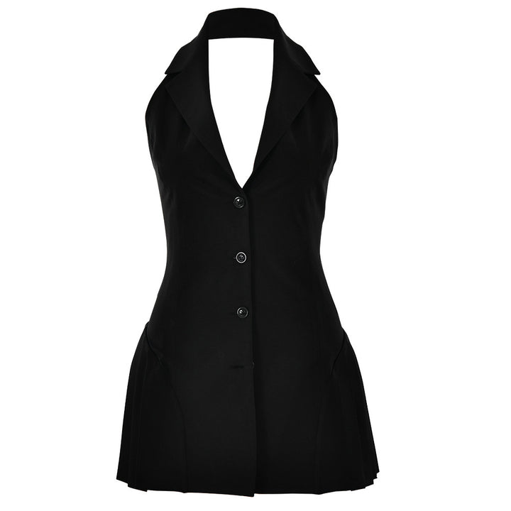 Trendy blazer dress for women with deep V-neck and side pockets Lune London