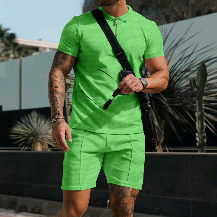 Men's short sleeve sports set with high quality functional material and contrasting details Lune London