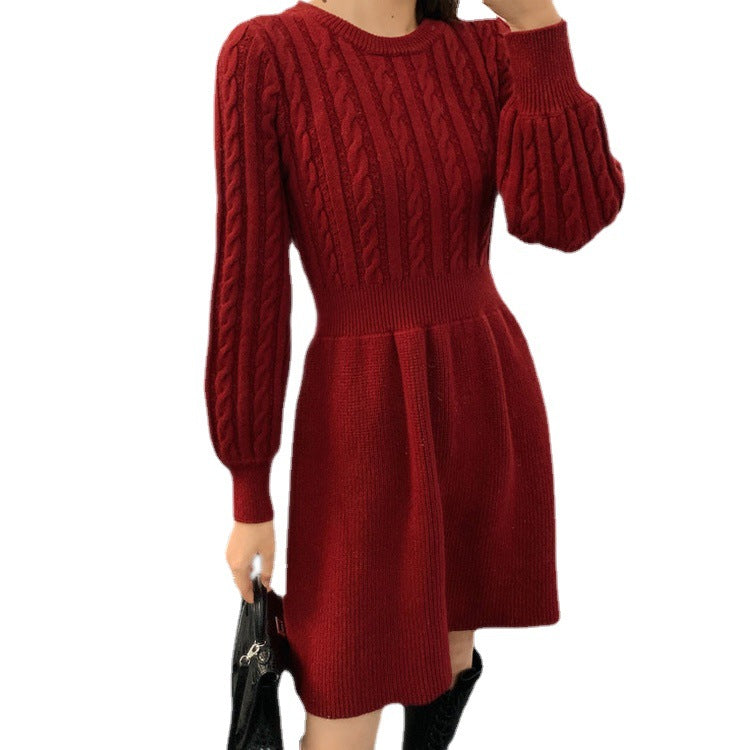 Knit dress for women with a fitted cut and classic ribbed structures Lune London