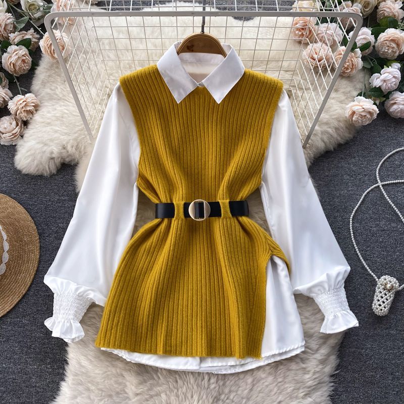 Robe en tricot pour femmes avec un look de blouse élégante Chic & Stil