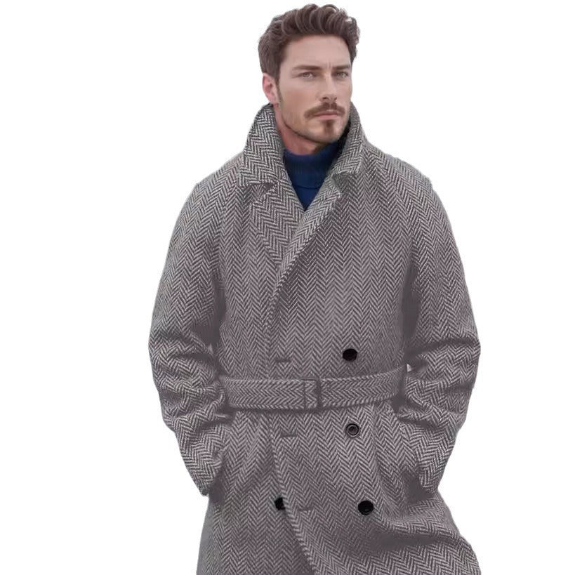 Elegant wool coat for men with herringbone pattern Lune London