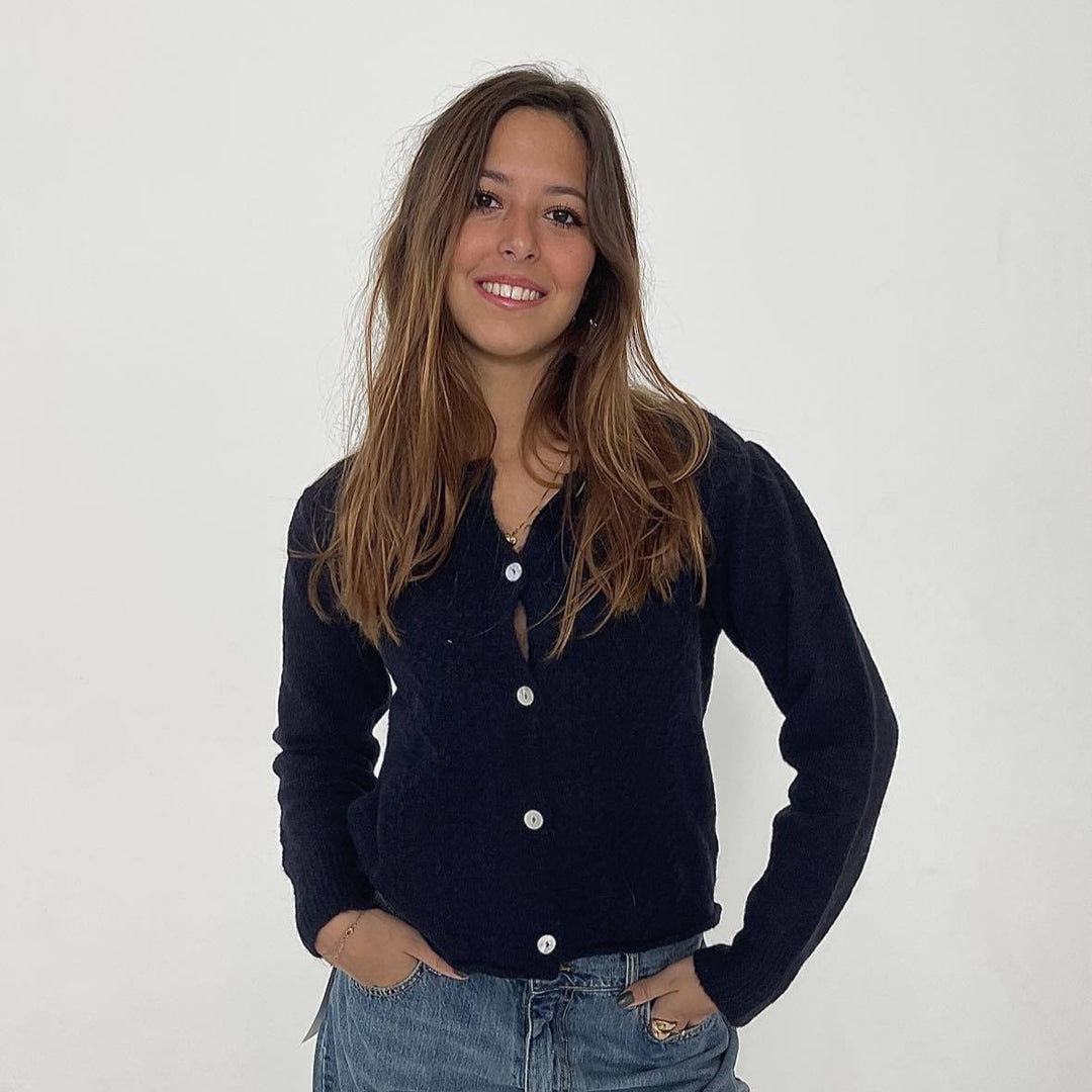 Women's cardigan with button details and fine texture Lune London