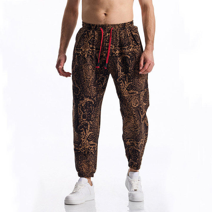 Casual Harem Pants for Men with Colorful Floral Print and Elastic Lune London