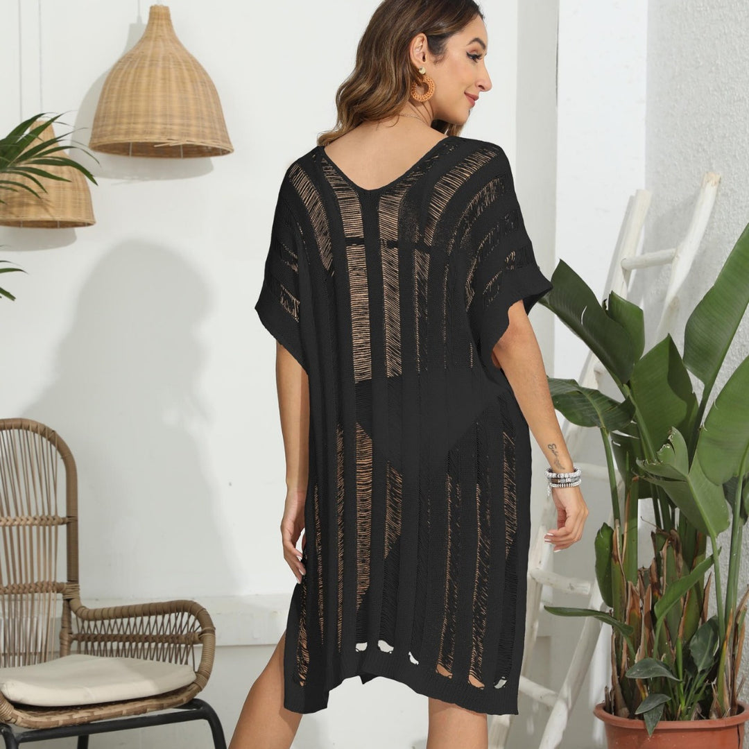Ladies Transparent Striped Beach Cover-up Tunic Lune London
