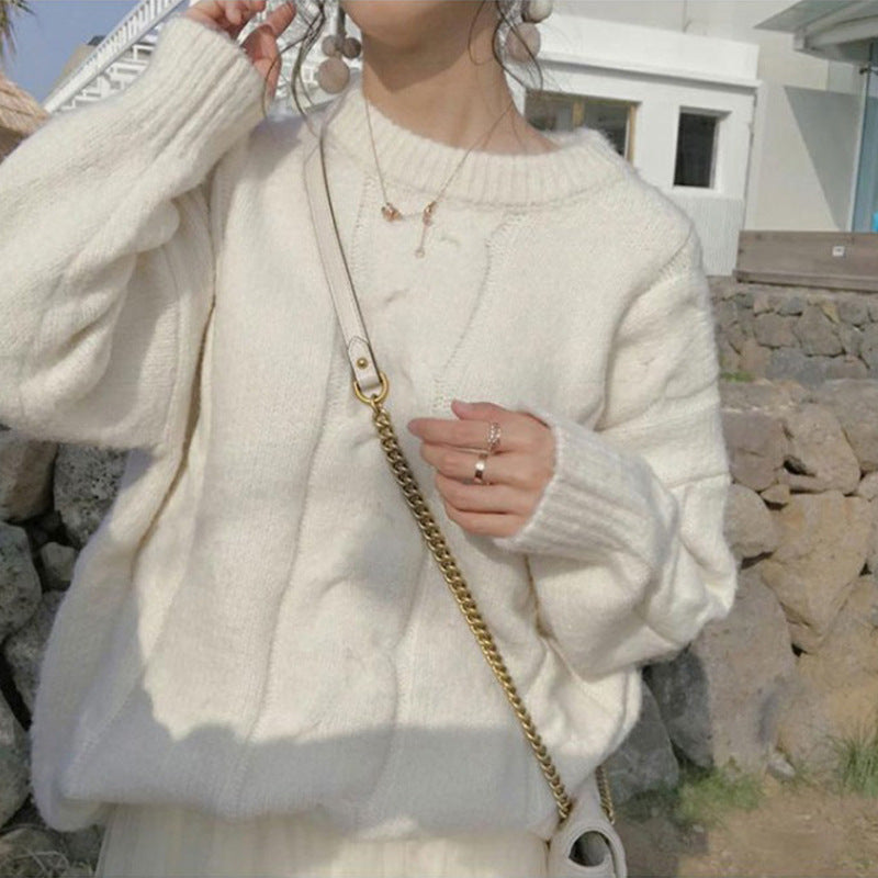 Pull en tricot épais pour femme avec un élégant motif en câble et une coupe décontractée Chic & Stil