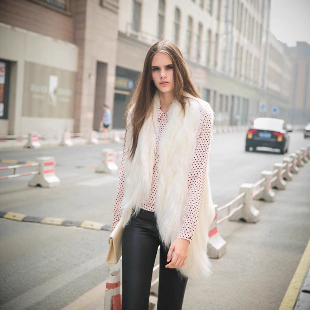 Women chic and stylish faux fur vest