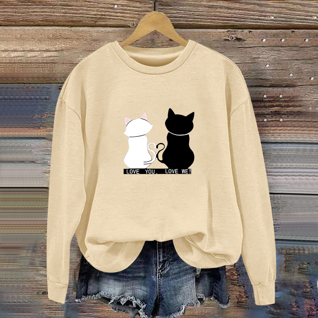 Sweat-shirt pour femmes avec design de chat ludique et impression humoristique Chic & Stil