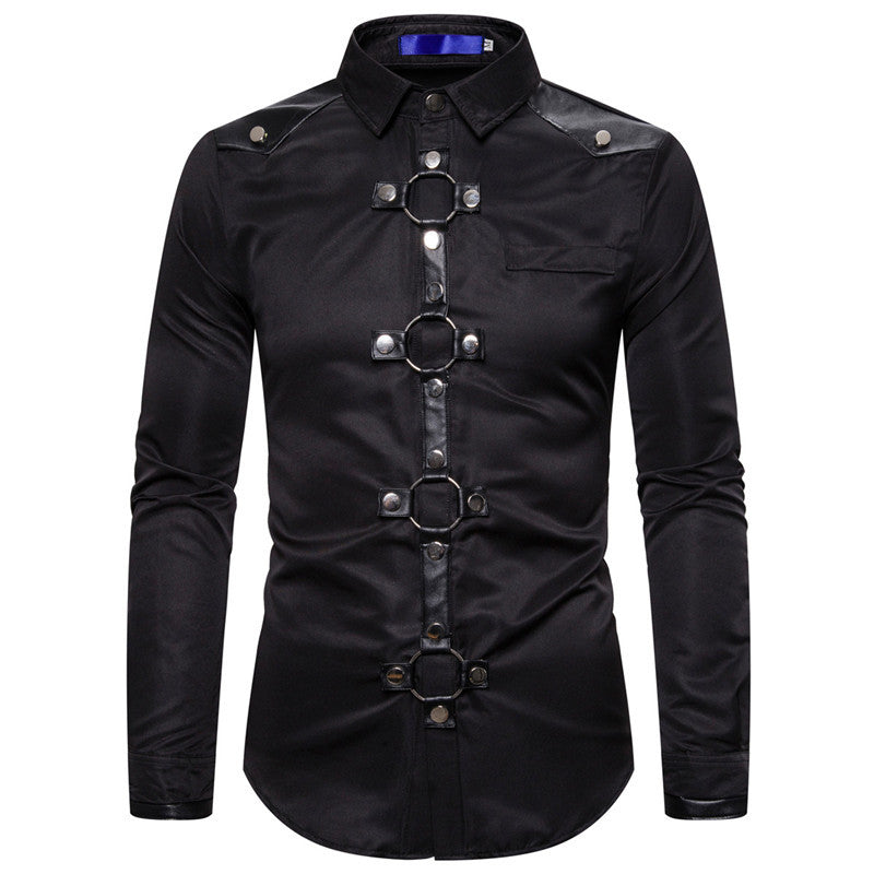 Designer shirt for men with stylish plastic trim and contrasting details Lune London