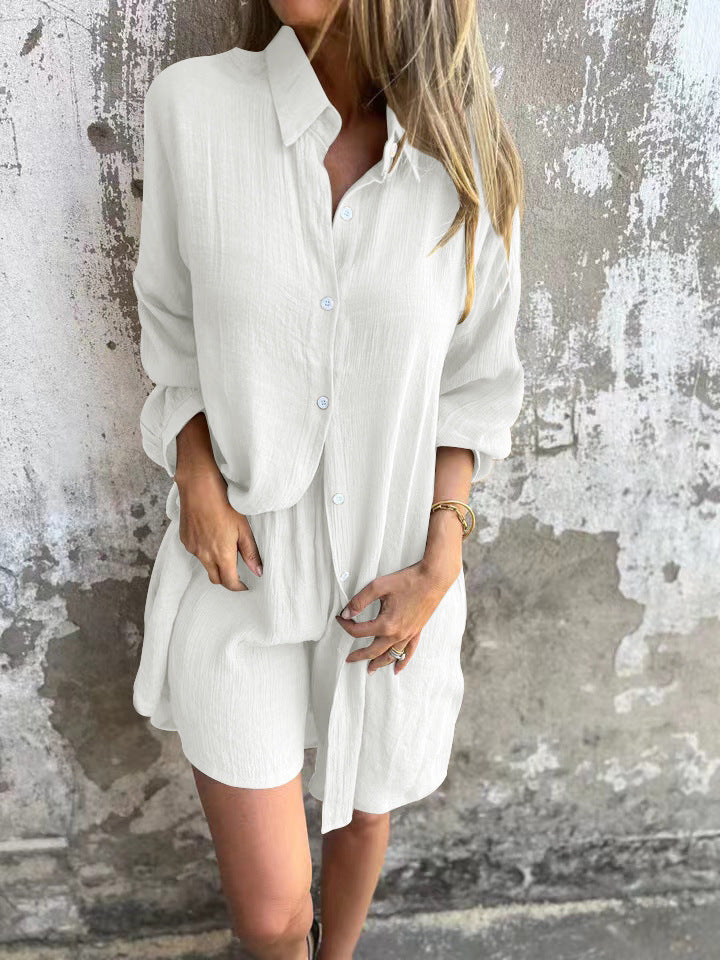 Oversized shirt dress for women with button closure and turtleneck Lune London