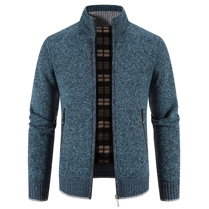 Men's knit jacket with high collar and practical zippered pockets Lune London
