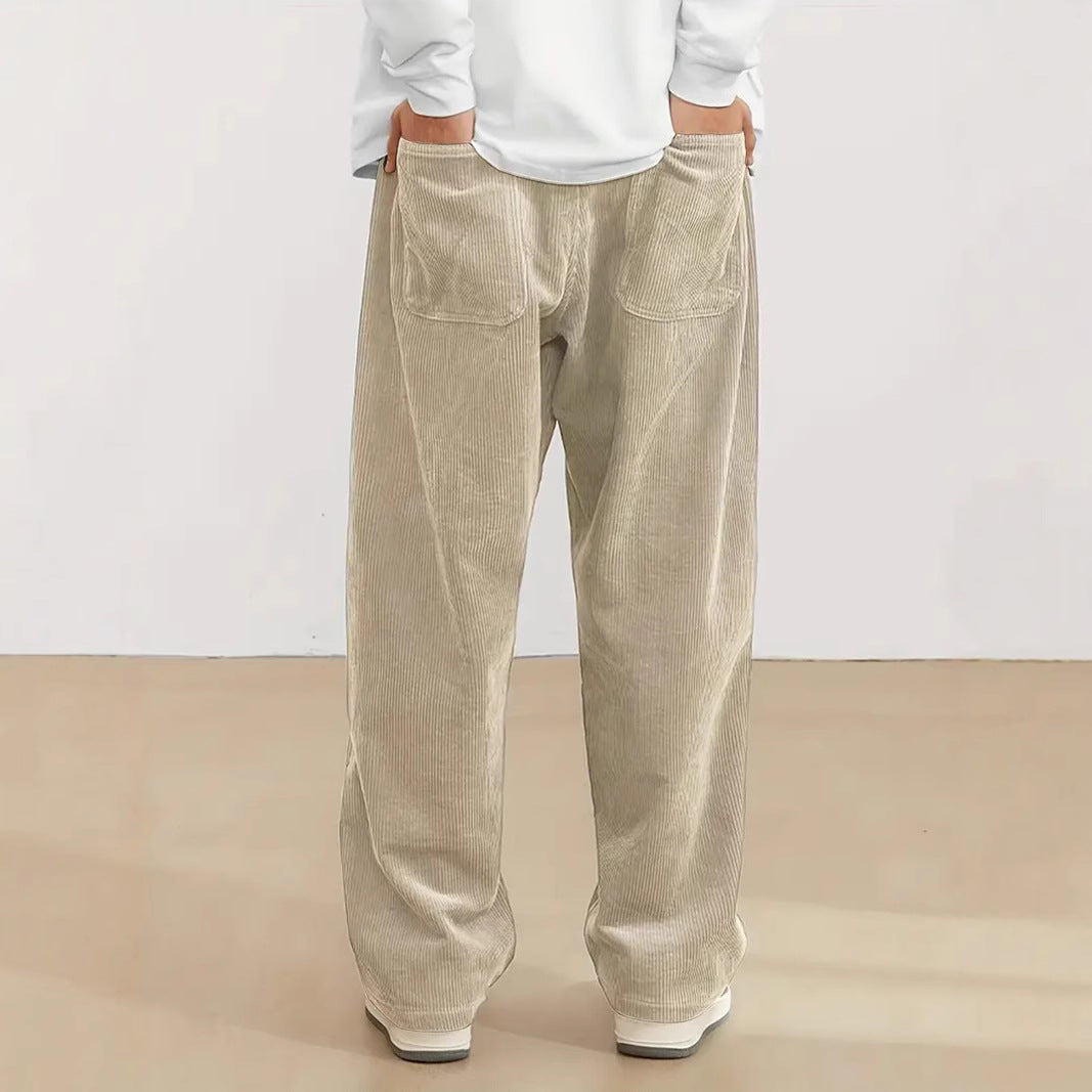 Women's wide corduroy trousers with elastic waistband and side pockets Chic & Stil