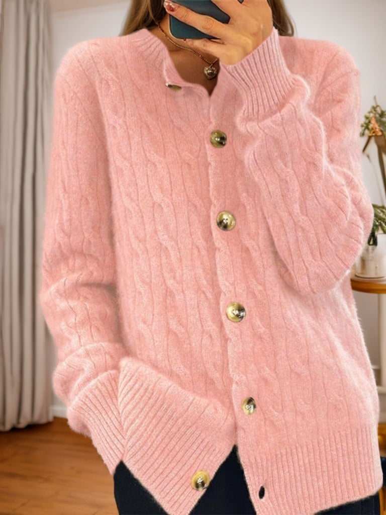 Cashmere jacket for women with button closure and structured twisted pattern Lune London