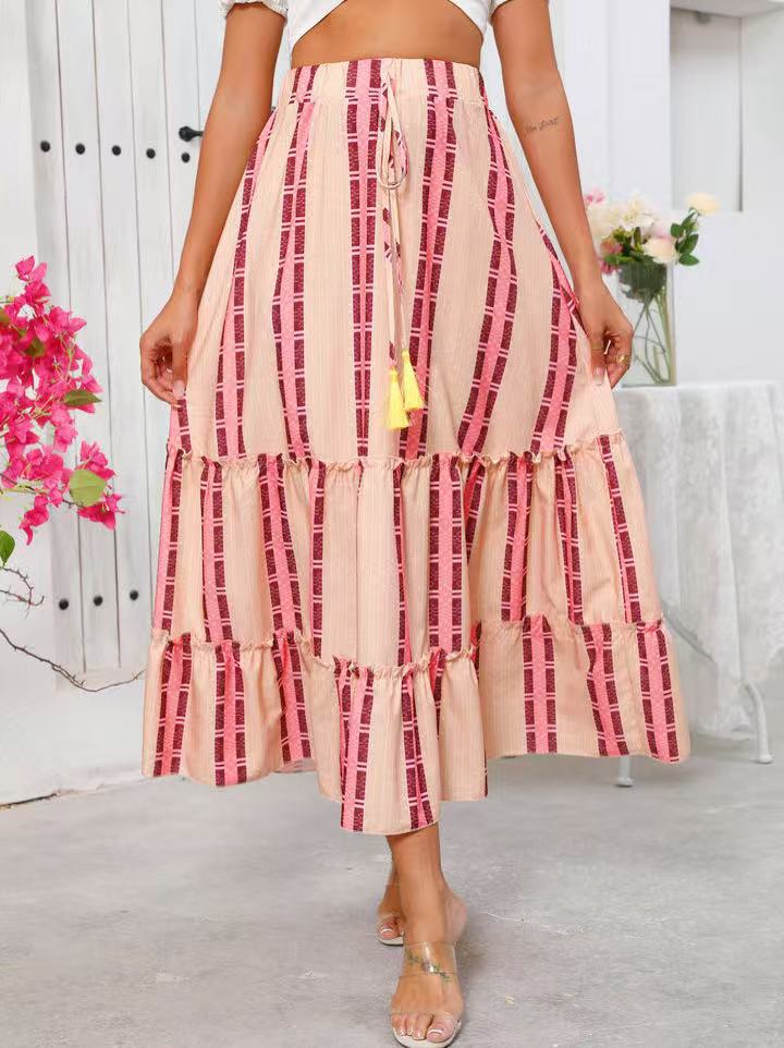 Maxi skirt for women with shelf design and drawstring belt Lune London