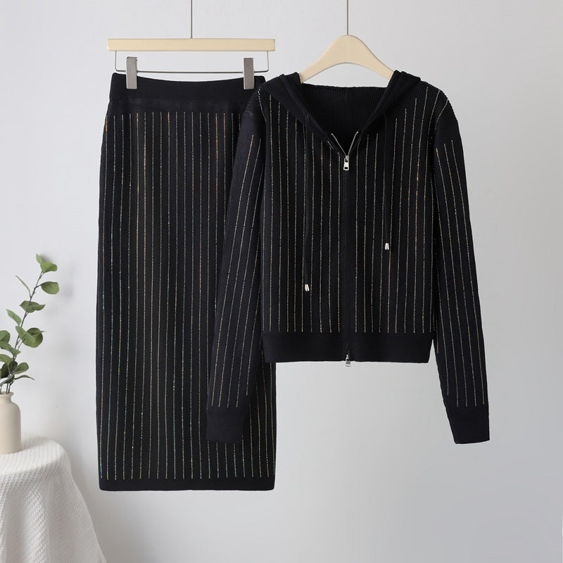 Ladies' knitted set with hood and slim skirt Lune London