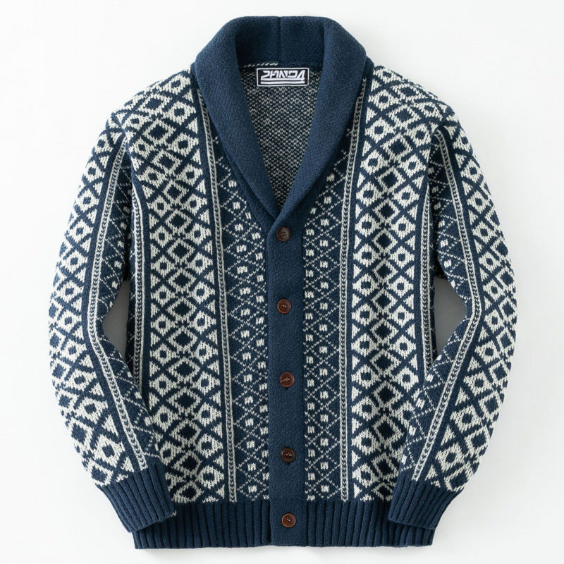 Men's knitted jacket with traditional Nordic pattern Lune London