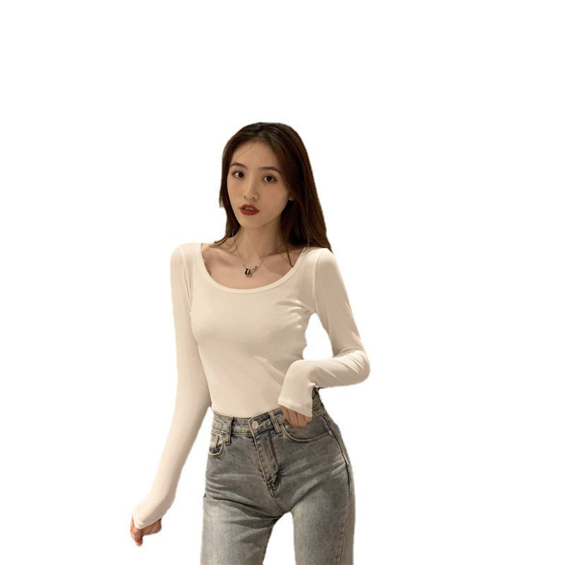 Women's Long Sleeve Bodysuit with Deep Neckline and Figure-Hugging Cut Lune London