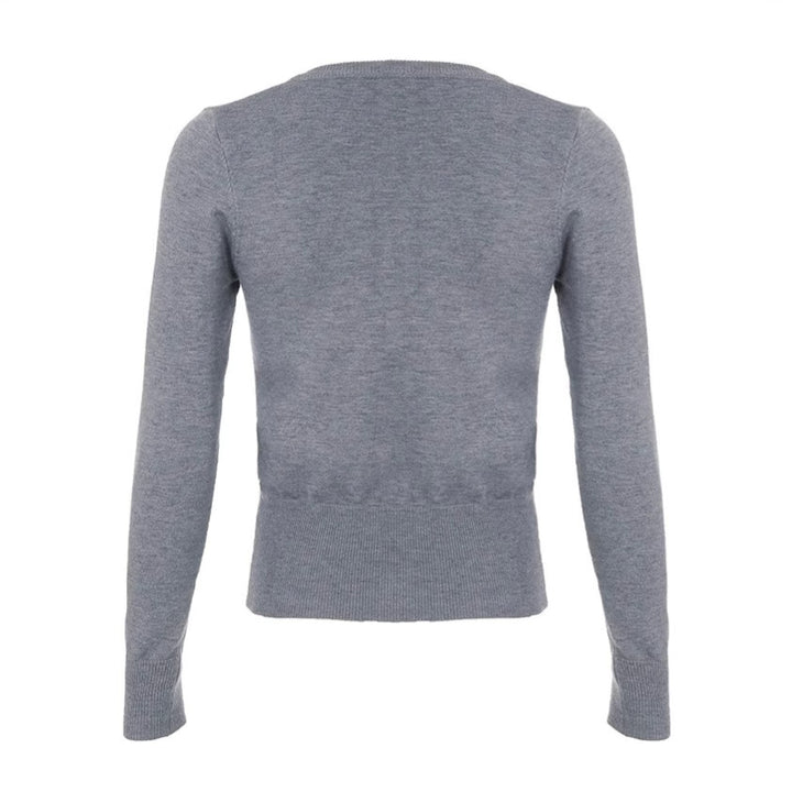 Ladies Long Sleeve Cardigan with V-neck and Fine Ribbed Details Lune London