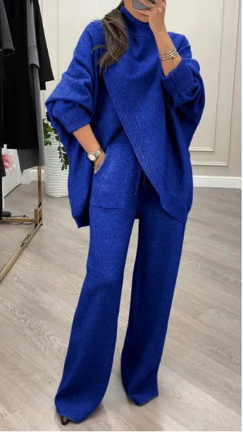 Ensemble en maille confortable pour femmes avec pull oversized et pantalon à jambes larges Chic & Stil
