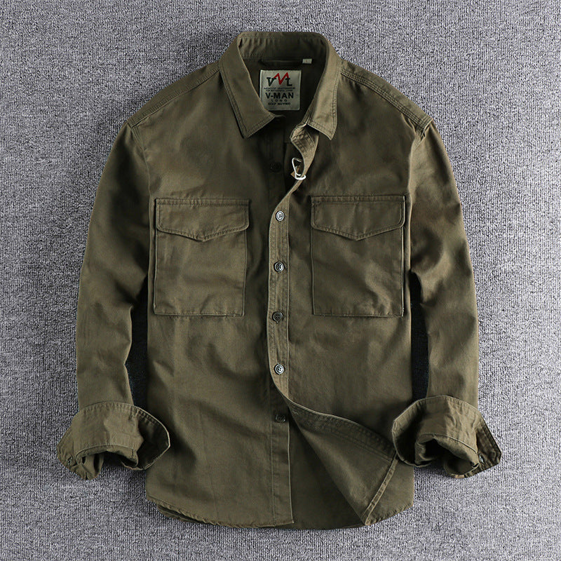 Men's cotton shirt with practical chest pockets and button-down collar Lune London