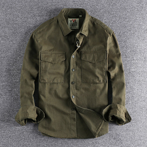 Men's cotton shirt with practical chest pockets and button-down collar Lune London