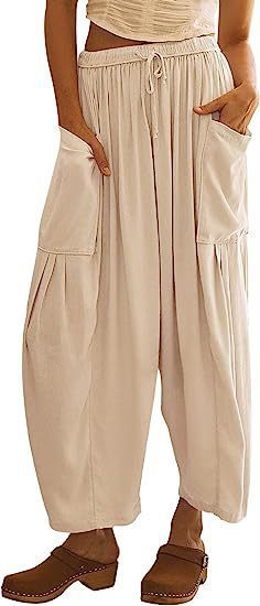 Comfortable Palazzo Pants for ladies with elastic waistband and side pockets Lune London